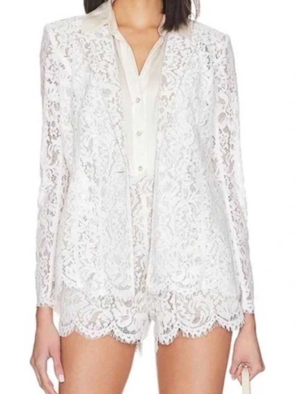 L’AGENCE Clementine Lace White Blazer and Short Set Brunch Bridal Shower NEW 12